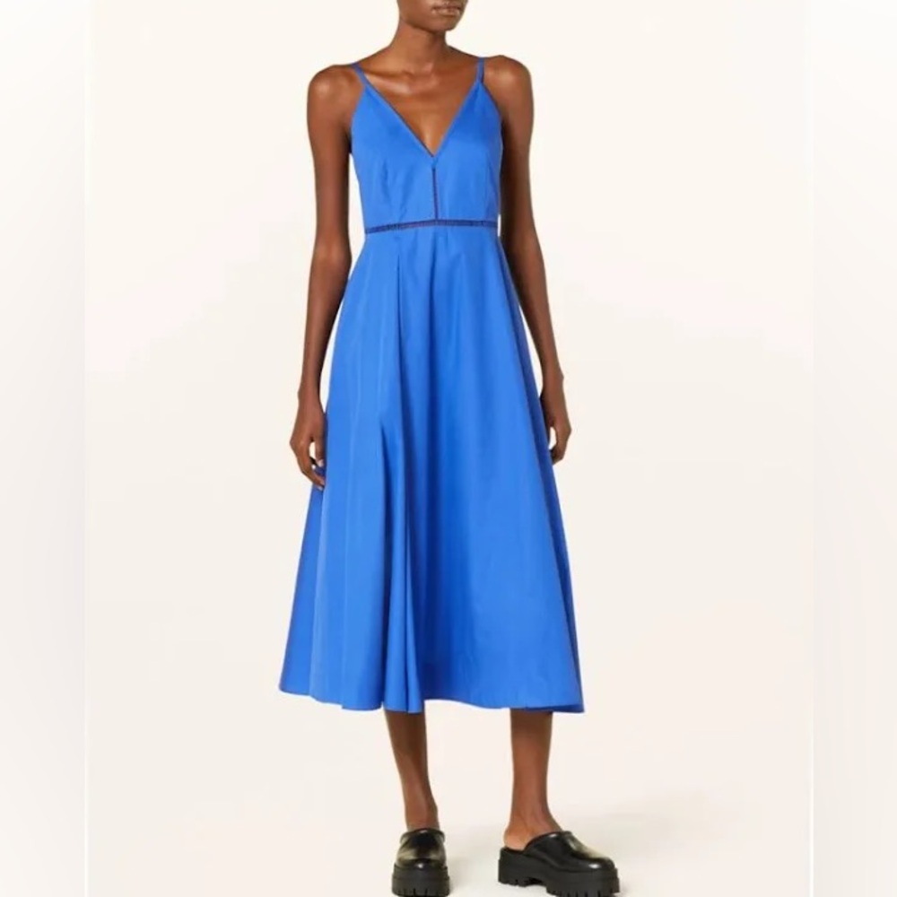 COS Midi V-Neck Spaghetti Strap Cut-Out Dress in Royal Blue